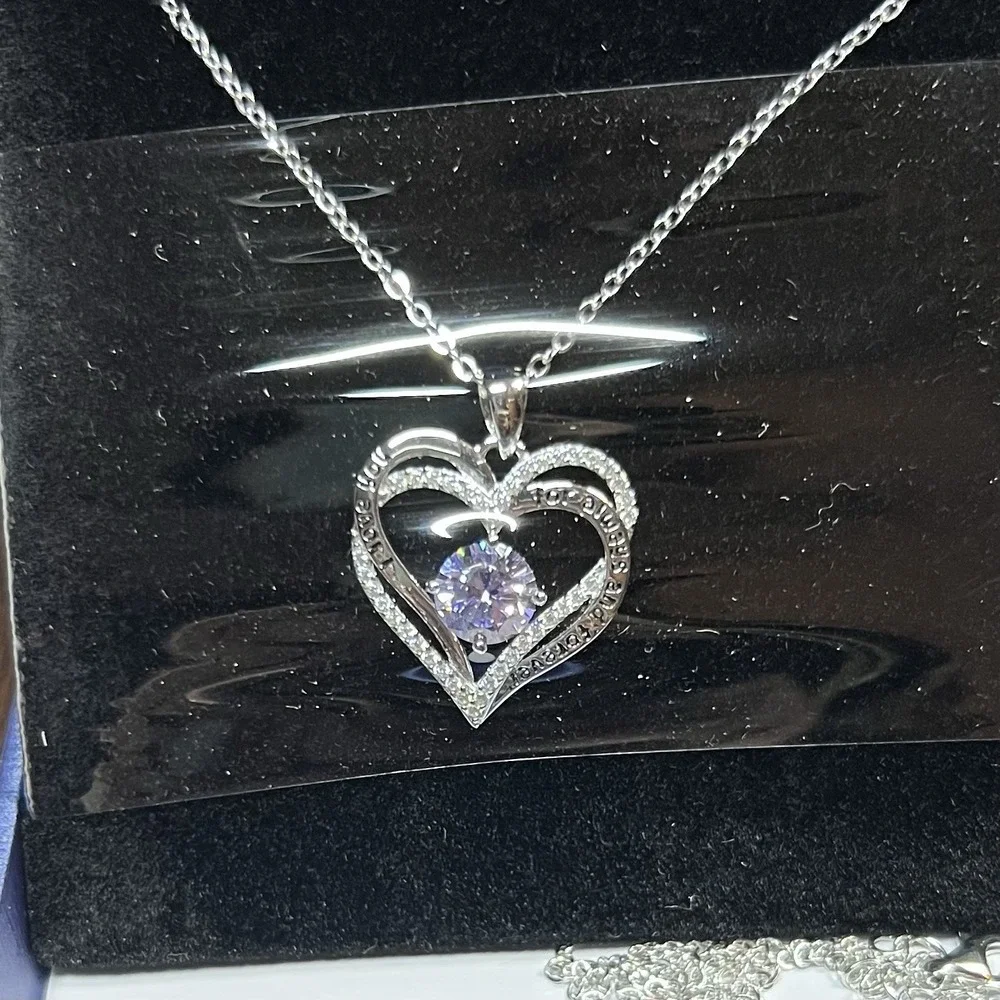 CDE 925 Sterling Silver Heart Birthstone Pendant Necklace 